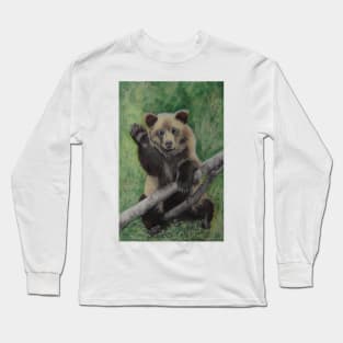 Waving Brown Bear.....:o) Long Sleeve T-Shirt